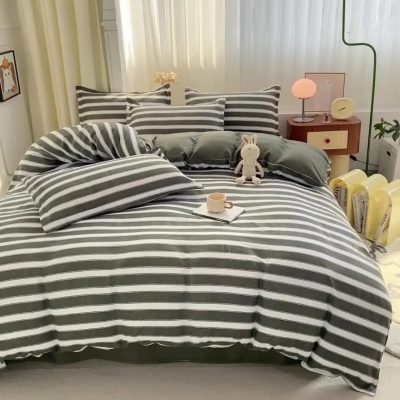 Lenjerie de pat O’llessya 4pcs Gri/Alb (V-85/4)