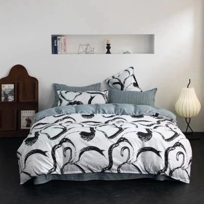 Lenjerie de pat O’llessya 4pcs Gri/Negru/Alb (V-85/31)