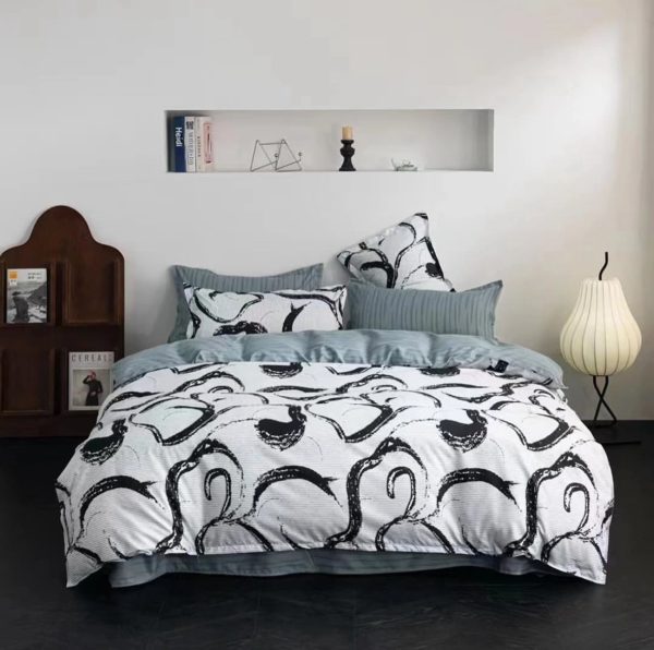 Lenjerie de pat O’llessya 4pcs Gri/Negru/Alb (V-85/31)