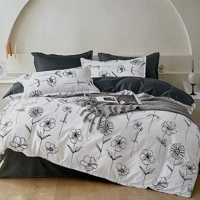 Lenjerie de pat O’llessya 4pcs Negru/Alb (V-85/35)