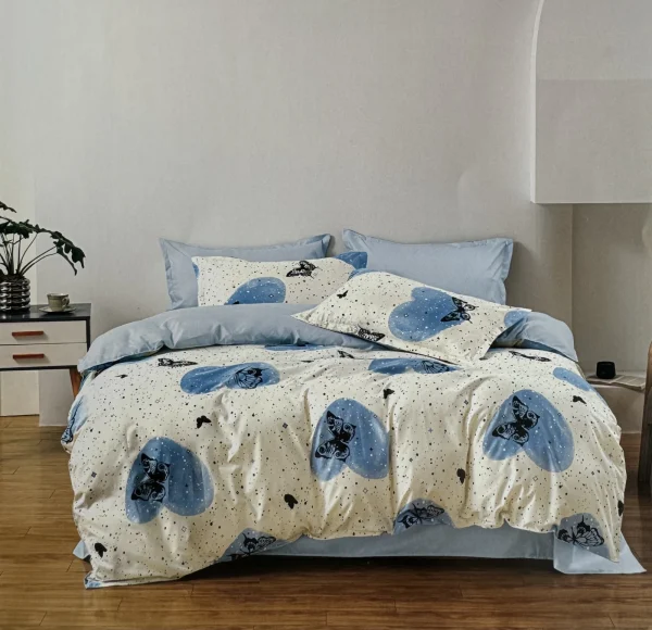 Lenjerie de pat O’llessya 4pcs Alb/Albastru/Negru (V-85/27)