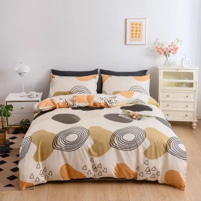 Lenjerie de pat O’llessya 4pcs Negru/Ivory/Verde/Orange (V-85/38)