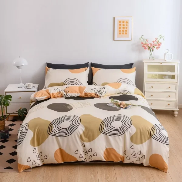 Lenjerie de pat O’llessya 4pcs Negru/Ivory/Verde/Orange (V-85/38)