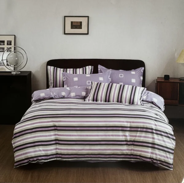 Lenjerie de pat O’llessya 4pcs Violet/Negru/Alb (V-85/5)